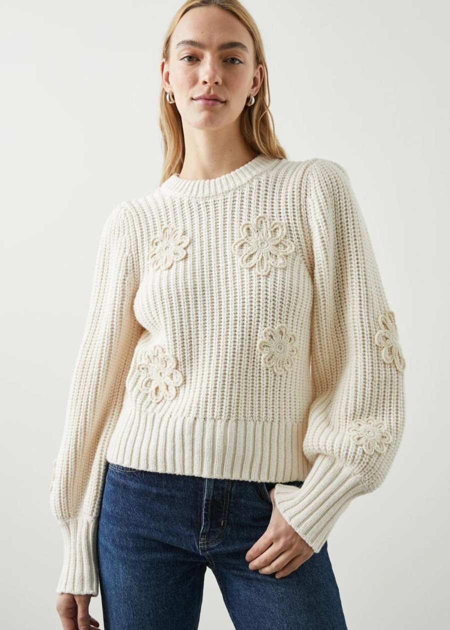 Clothing Rails | Rails Romy Sweater Ivory Crochet Daisies