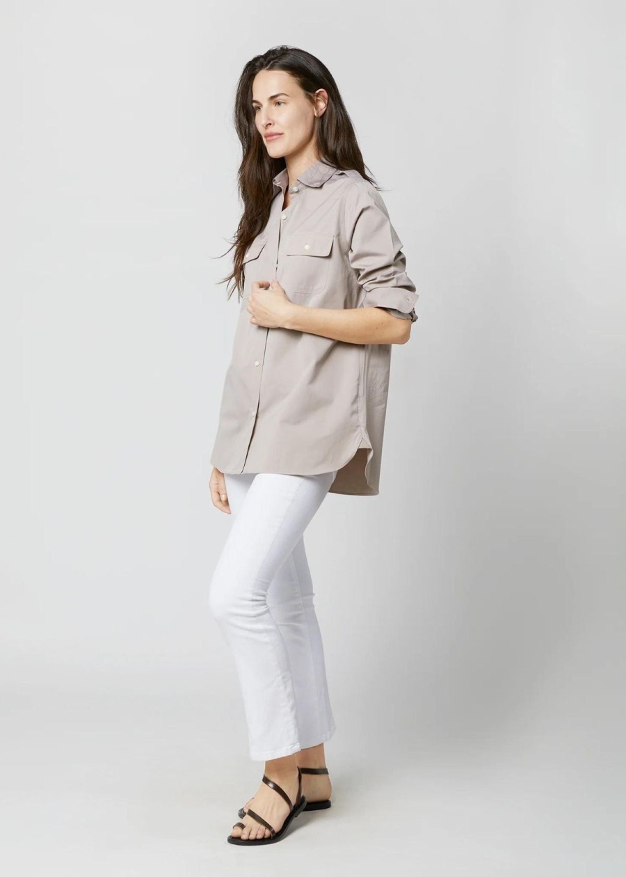 Clothing ANN MASHBURN | Ann Mashburn Safari Top Taupe Poplin