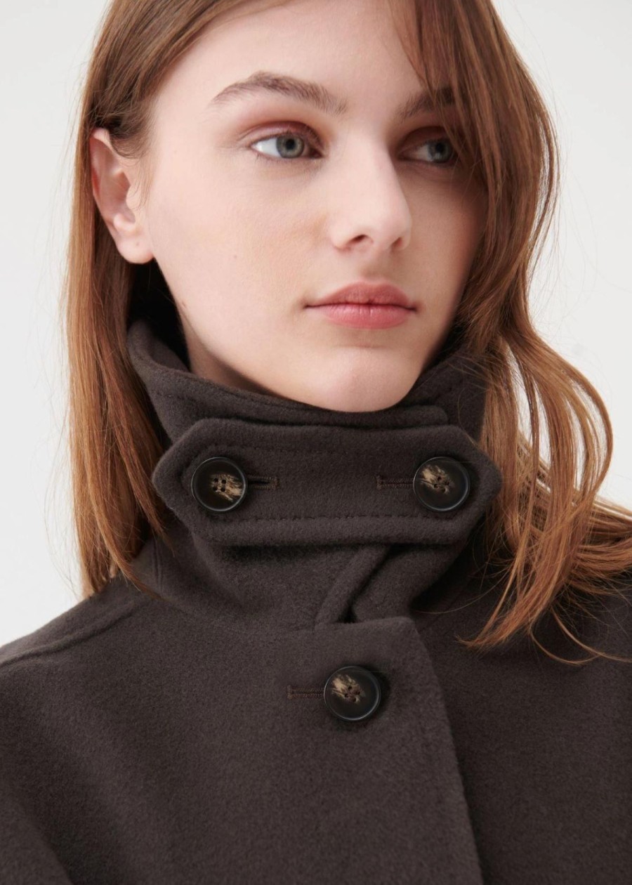 Clothing Marella | Marella Dalmata Pea Coat Brown