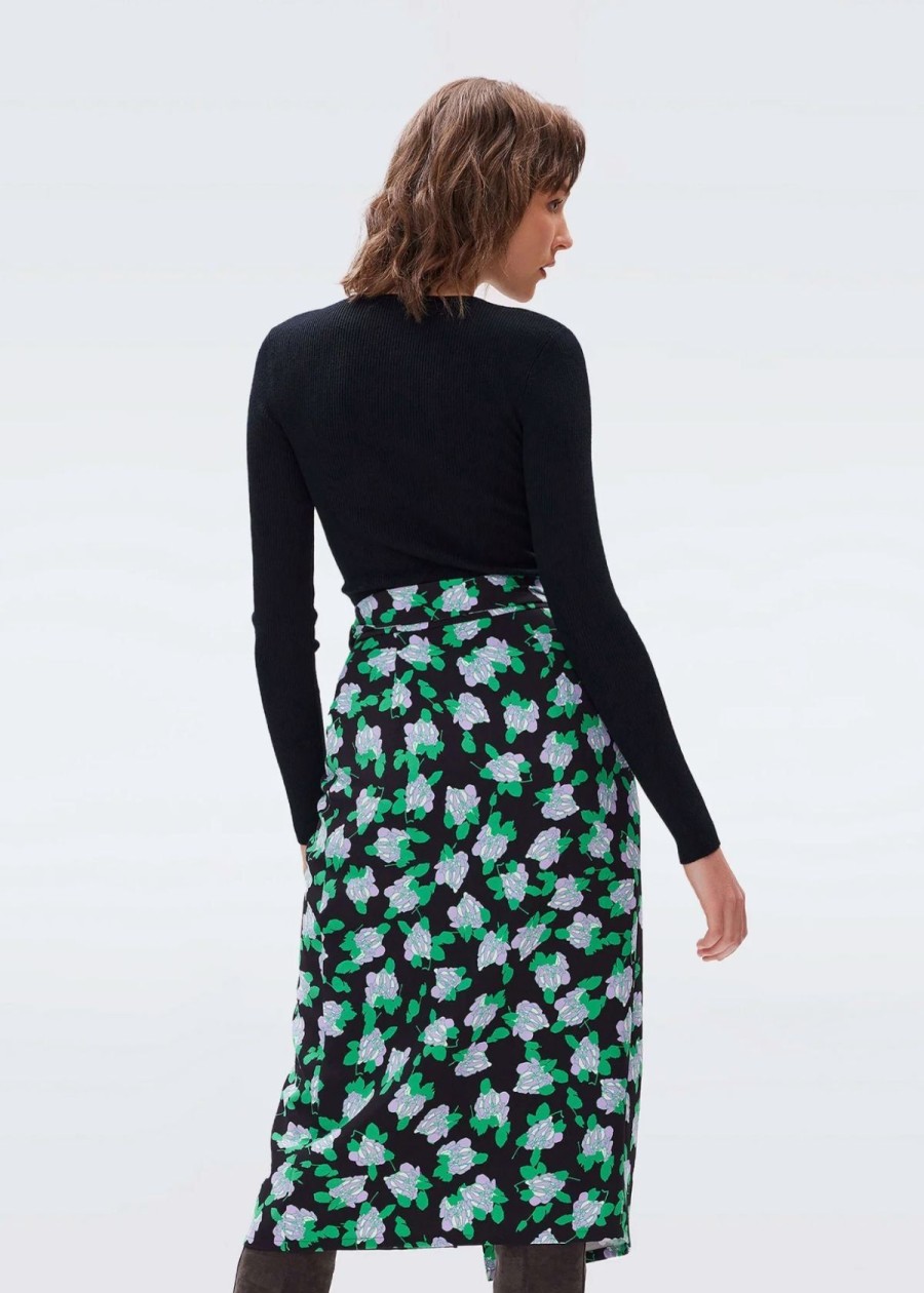 Clothing Diane Von Furstenberg | Dvf Elma Wrap Skirt Dot Blossom Bright Green