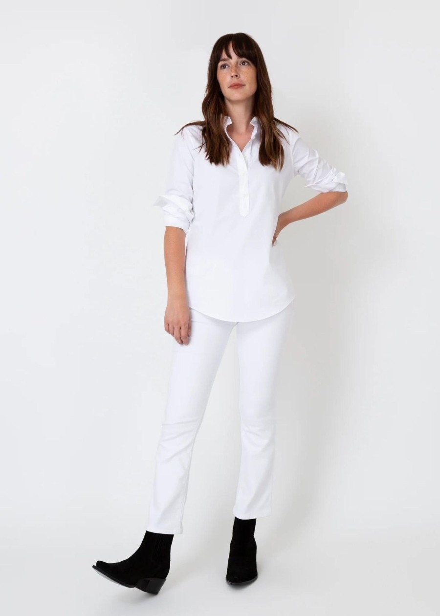 Clothing ANN MASHBURN | Ann Mashburn Tomboy Popover Top Poplin White