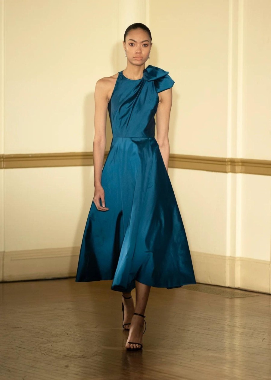 Clothing Kevan Hall | Kevan Hall Taffeta Ballerina Dress Teal