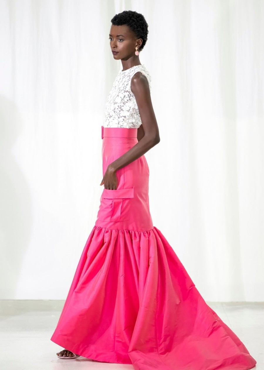 Clothing Kevan Hall | Kevan Hall High Waisted Cargo Gown Skirt Hot Pink