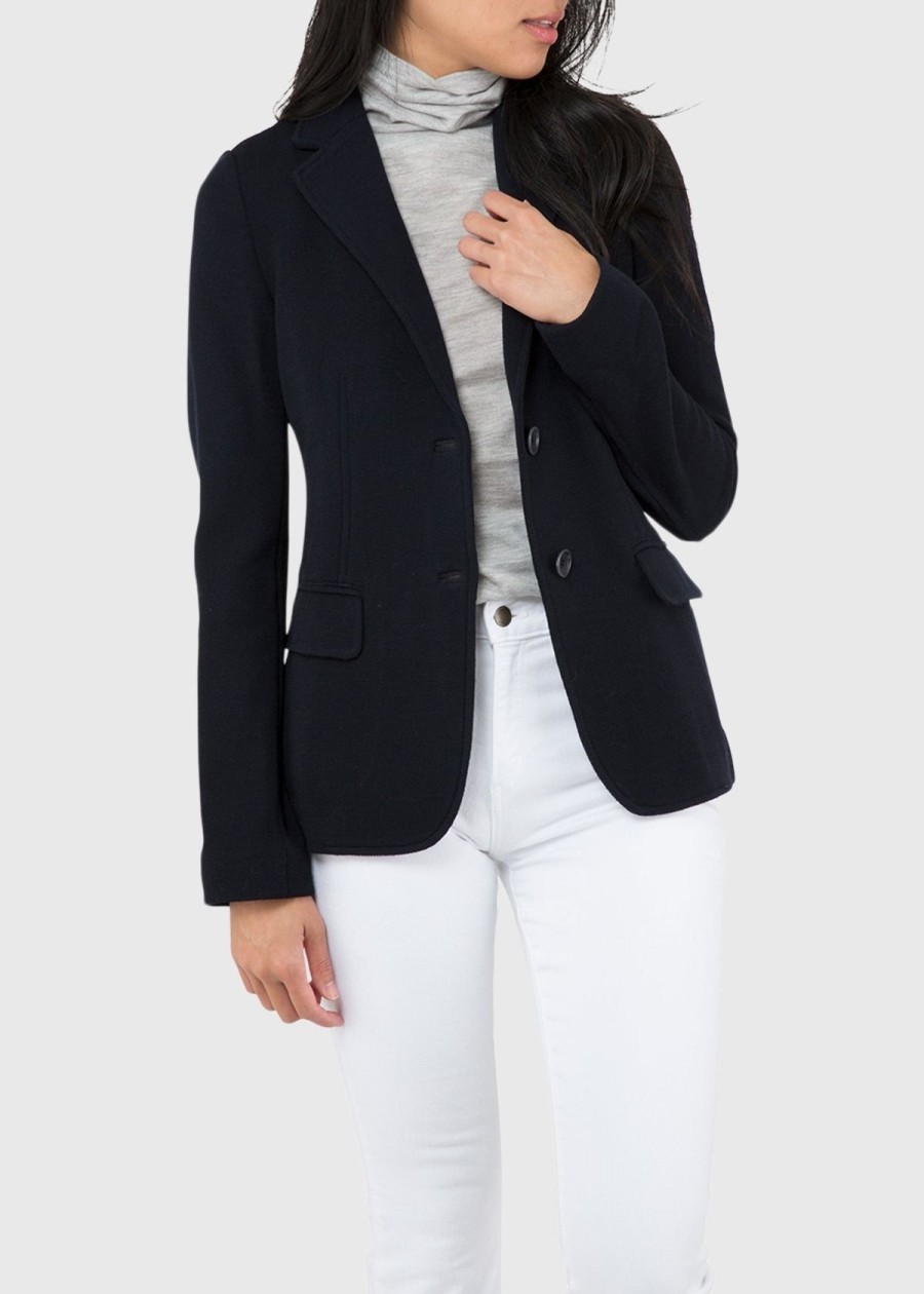 Clothing ANN MASHBURN | Ann Mashburn Parker Jacket Wool Pique Navy