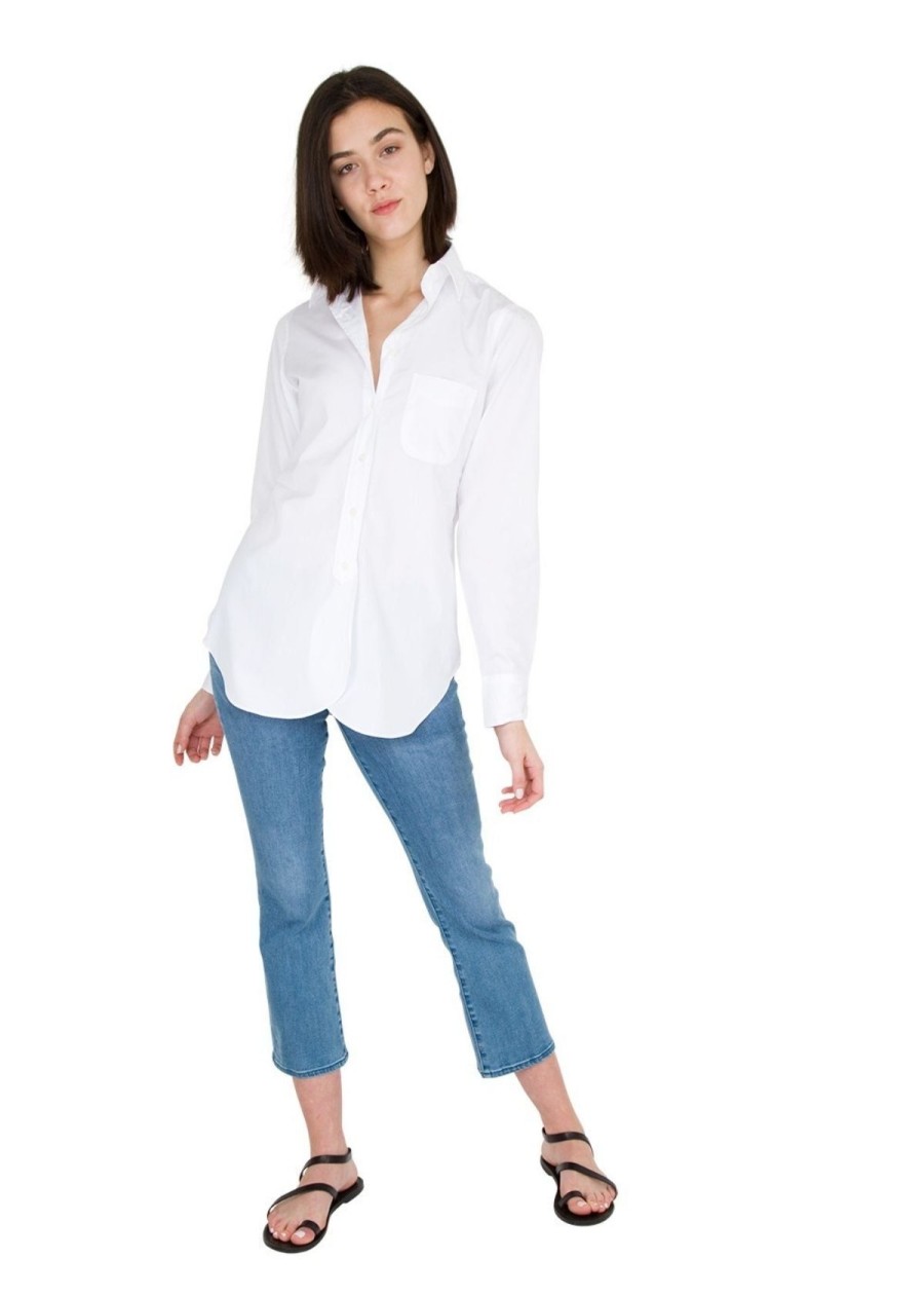 Clothing ANN MASHBURN | Ann Mashburn Boyfriend Shirt In Poplin White