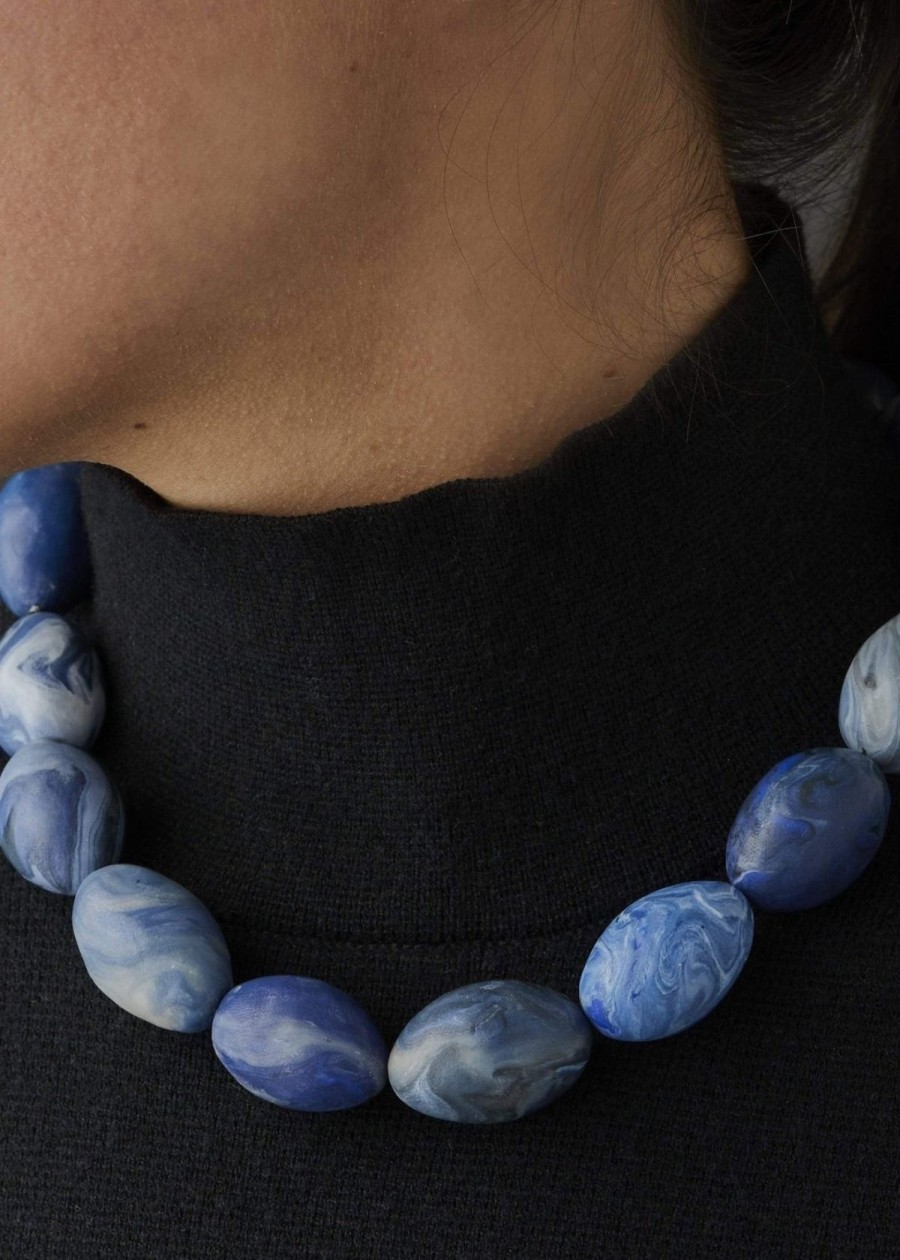 Accessories Julie Cohn Design Necklaces | Julie Cohn Delft Blue Clay Egg Necklace