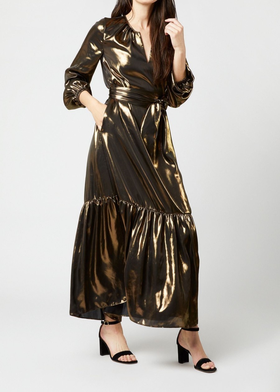 Clothing ANN MASHBURN | Ann Mashburn Aba Maxi Dress Gold Lame