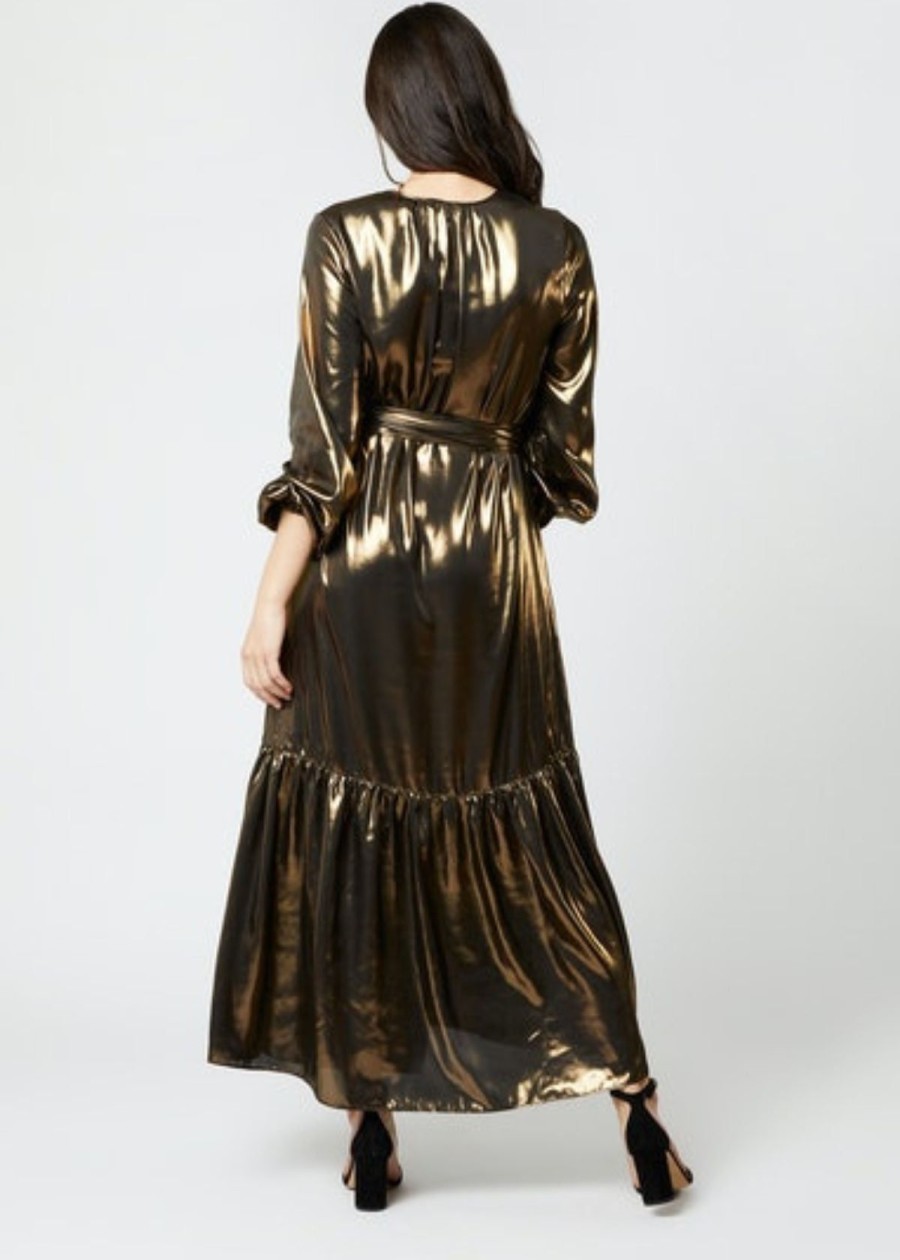 Clothing ANN MASHBURN | Ann Mashburn Aba Maxi Dress Gold Lame