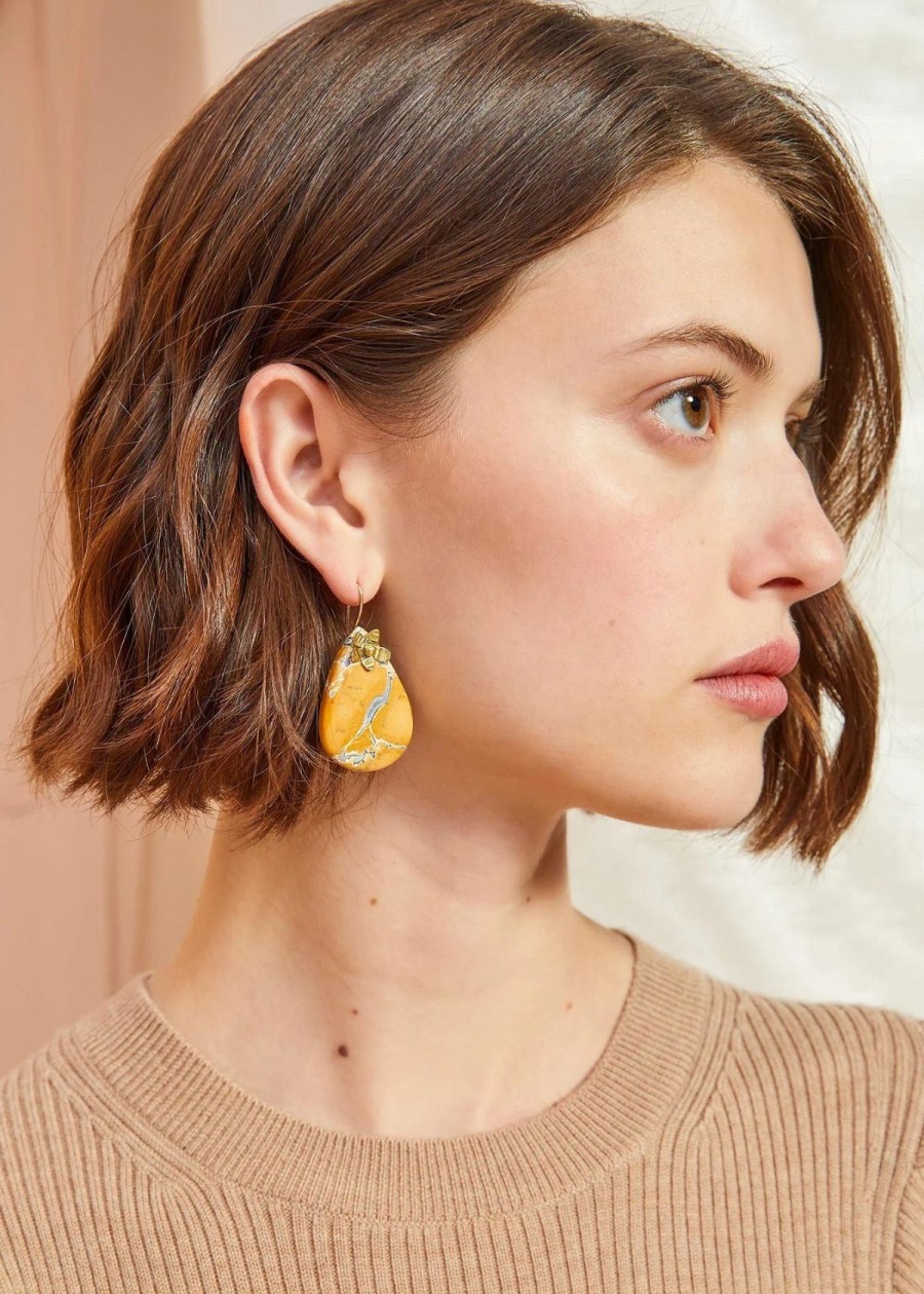 Accessories Ulla Johnson Earrings | Ulla Johnson Hammered Chain Organic Stone Earring Magliano Jasper