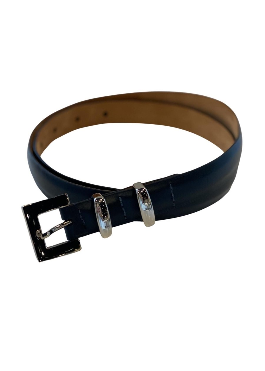 Accessories W.Kleinberg | W.Kleinberg Skinny Leather Belt With Double Keepers