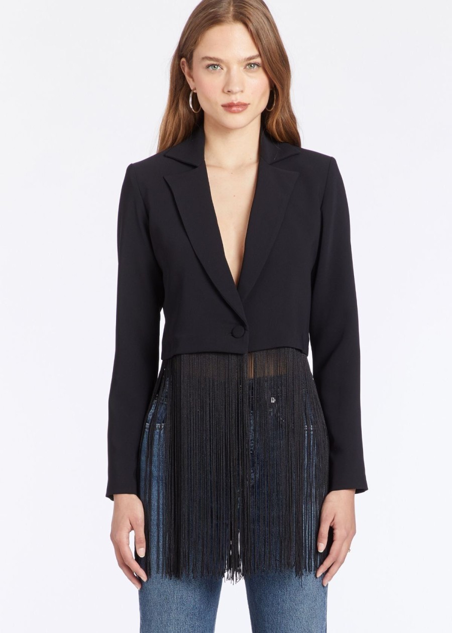 Clothing Amanda Uprichard | Amanda Uprichard Jonas Blazer With Fringe Black