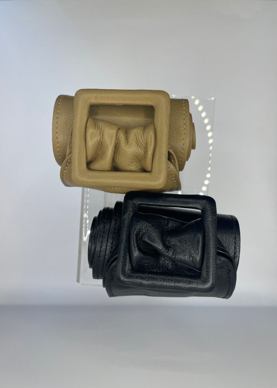 Accessories W.Kleinberg | W.Kleinberg Luscious Calf Sash Belt With Covered Buckle Camel