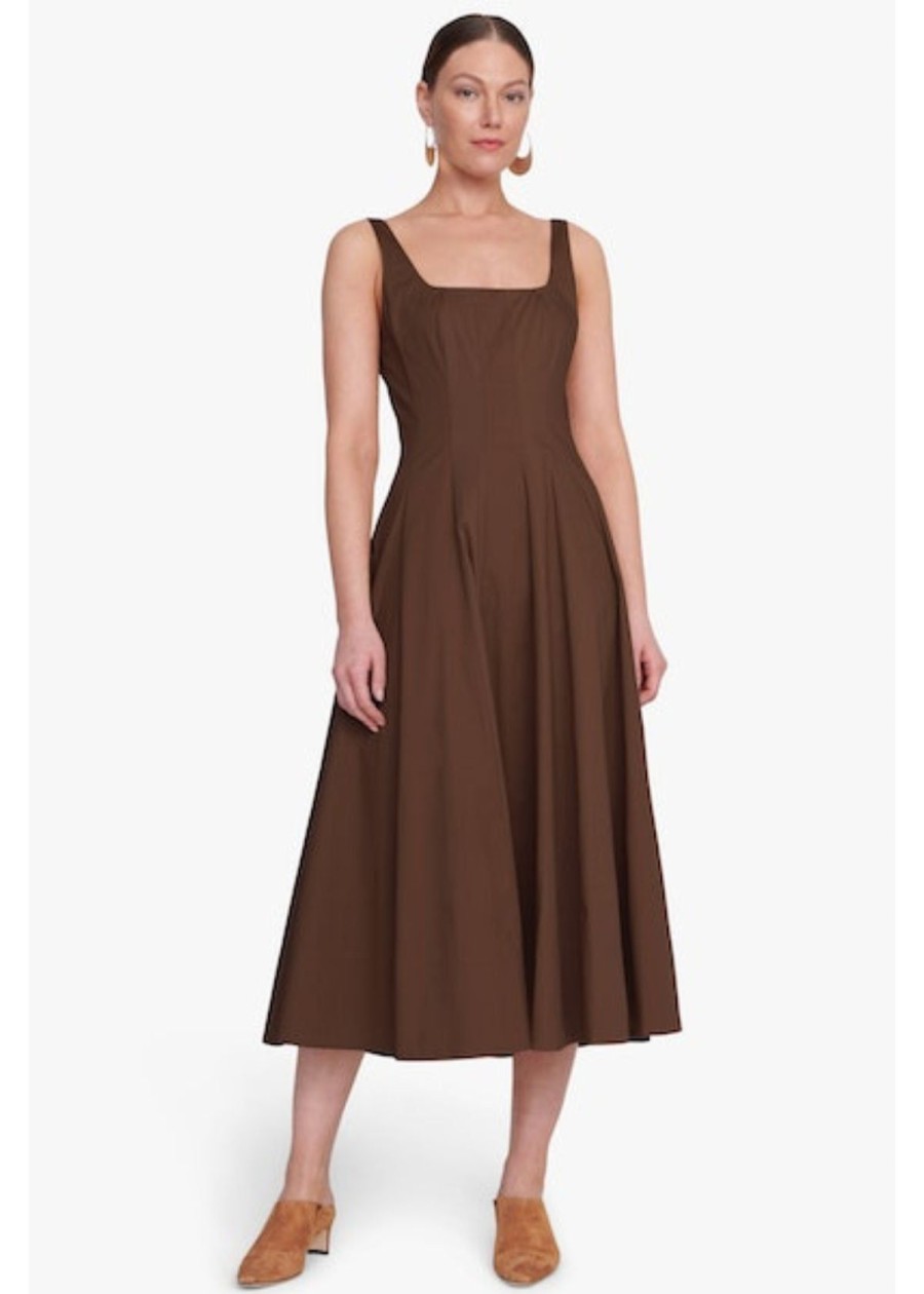 Clothing Staud | Staud Wells Dress Mahogany