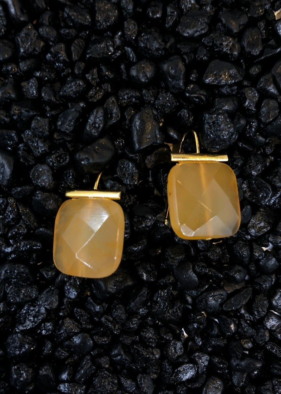 Accessories Catherine Canino Earrings | Catherine Canino Square Amber And Gold Earring