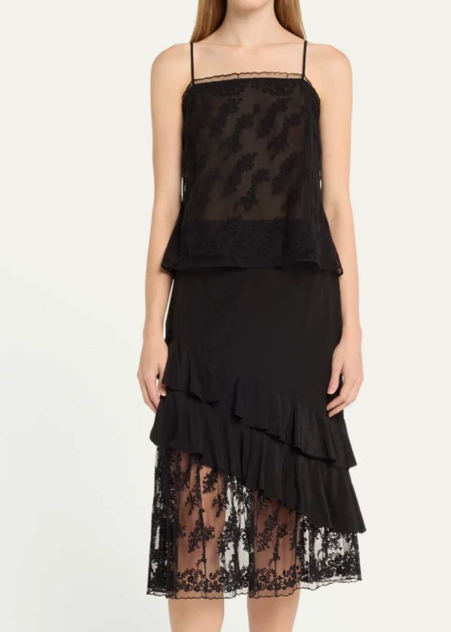 Clothing Jason Wu | Jason Wu Embroidered Lace Tulle Cami Black