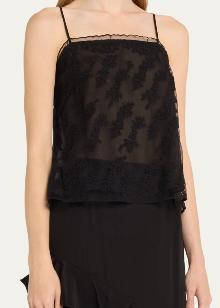 Clothing Jason Wu | Jason Wu Embroidered Lace Tulle Cami Black