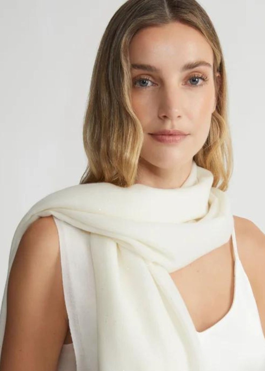 Accessories Lafayette 148 NY | Lafayette 148 Sequin Wool Shawl - Ivory