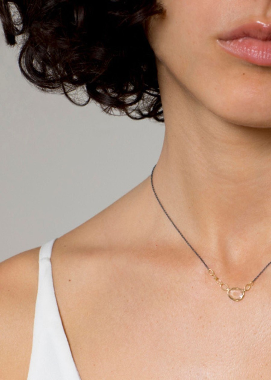 Accessories Sarah McGuire Studio Necklaces | Sarah Mcguire White Sapphire On Oxidized Chain Necklace