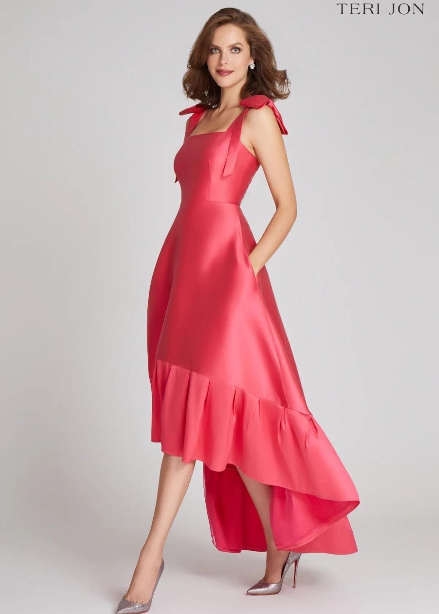 Clothing Teri Jon | Teri Jon Stretch Gazar Bow Gown Watermelon