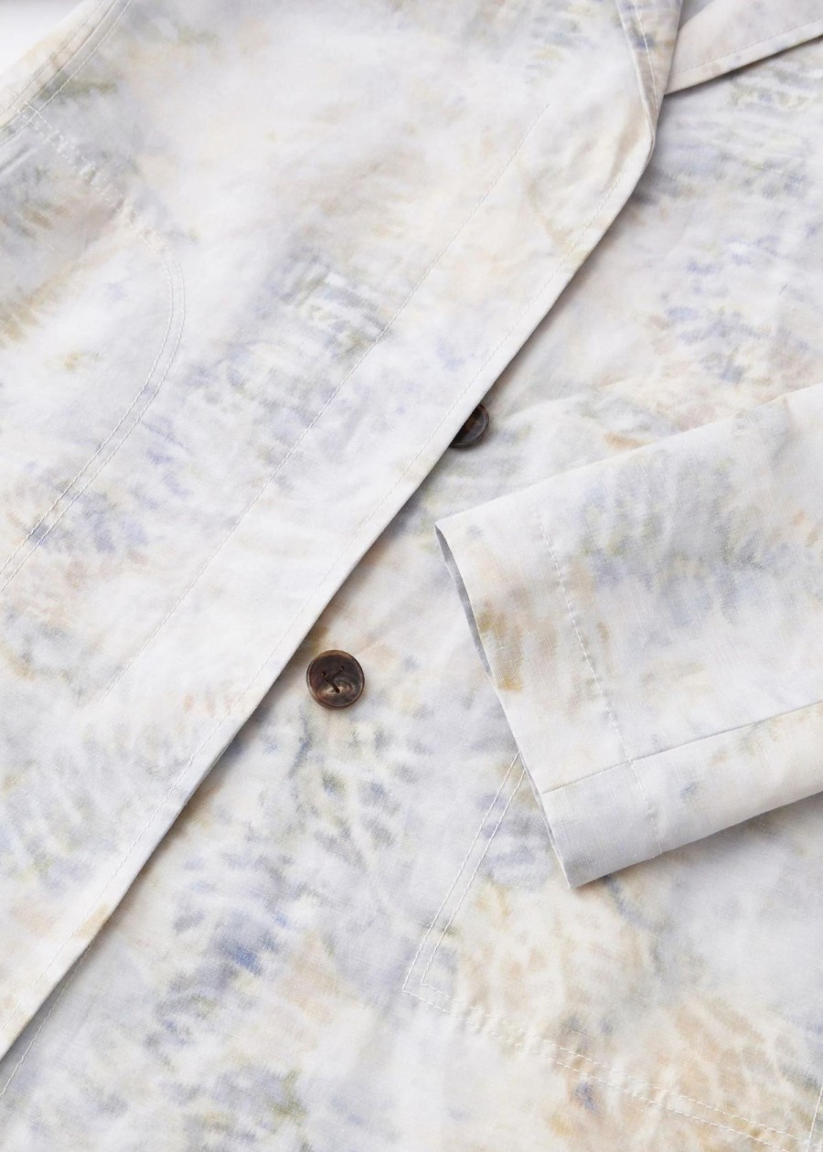 Clothing Lafayette 148 NY | Lafayette 148 Eco Fern Warp Print Linen Overcoat Bluestone Multi