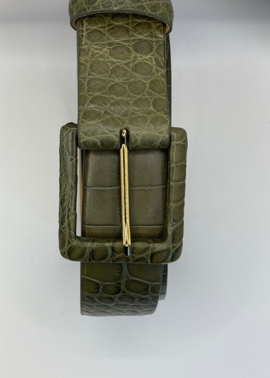 Accessories W.Kleinberg | W.Kleinberg Matte Alligator Belt Loden Green