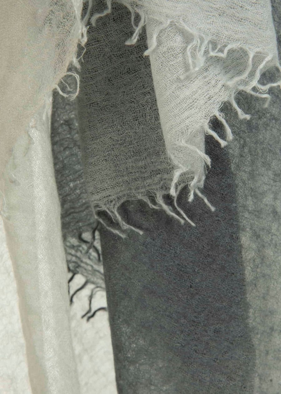 Accessories Mirror in the Sky | Mirror In The Sky Souffle Semi Felted Degradee Shawl - Greys