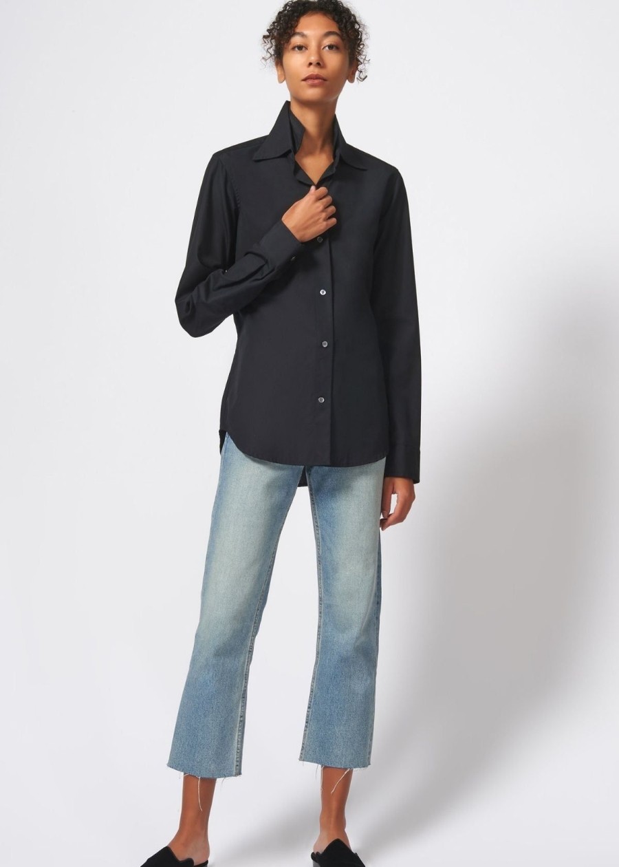 Clothing Kal Rieman | Kal Rieman Double Collar Shirt In Ottoman Black