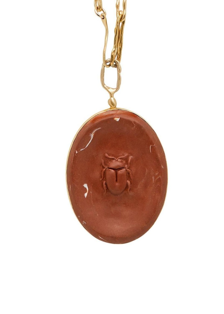 Accessories Julie Cohn Design Necklaces | Julie Cohn Design Carnelian Scarab Clay Cameo Pendant