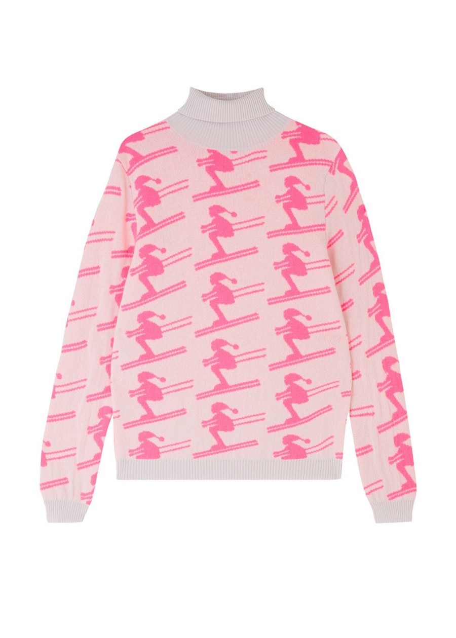 Clothing Jumper 1234 | Jumper 1234 All Over Ski Roll Collar Sweater - Neon Pink Fog/Neon Pink